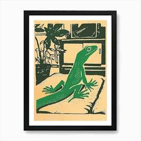 Lizard In The Living Room Block 2 Art Print