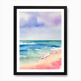 Pink Sands Beach 4, Bahamas Watercolour Art Print