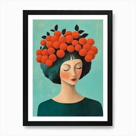 Woman With Oranges On Her Head Affiche