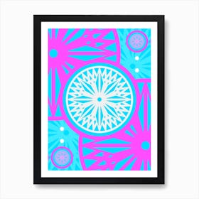 Geometric Glyph in White and Bubblegum Pink and Candy Blue n.0042 Art Print