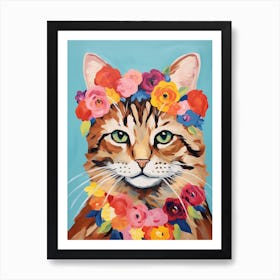 Norwegian Forest Cat With A Flower Crown Painting Matisse Style 4 Art Print