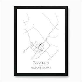 Topol Cany,Slovakia Minimalist Map Art Print