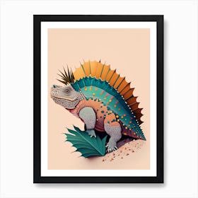 Dimetrodon Terrazzo Style Dinosaur Art Print