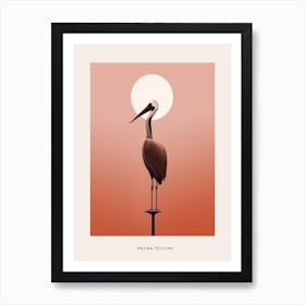 Minimalist Brown Pelican 3 Bird Poster Art Print