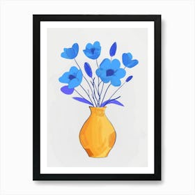 Blue Flowers In A Vase 2 Art Print