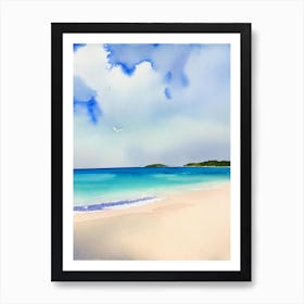 Trunk Bay Beach 2, Us Virgin Islands Watercolour Art Print