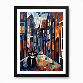Painting Of Amsterdam With A Cat In The Style Of Cubism, Picasso Style 3 Art Print