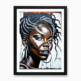 Graffiti Mural Of Beautiful Black Woman 365 Art Print