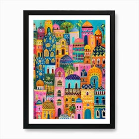Kitsch Colourful Mumbai Cityscape 1 Art Print