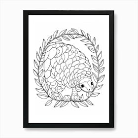 Line Art Jungle Animal Sunda Pangolin 2 Art Print