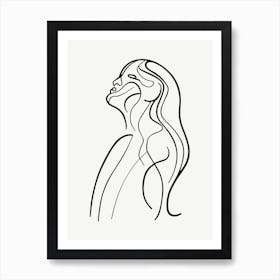 Single Line Drawing Of A Woman Art Print