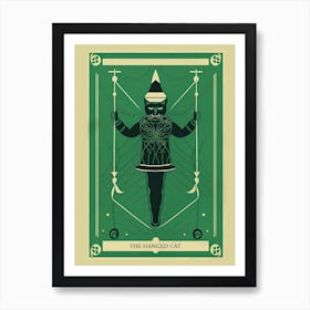 The Hanged Man Cat Green Tarot Card Art Print