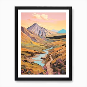 Tongariro Alpine Crossing New Zealand 1 Hike Illustration Art Print