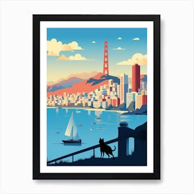 San Francisco, United States Skyline With A Cat 2 Art Print