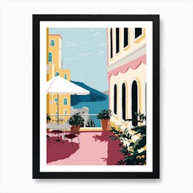Capri, Italy, Flat Pastels Tones Illustration 2 Art Print
