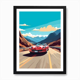 A Chevrolet Corvette In The The Great Alpine Road Australia 3 Art Print