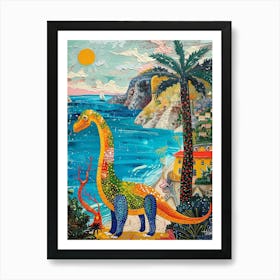 Dinosaur By The Amalfi Coast Painting 3 Art Print