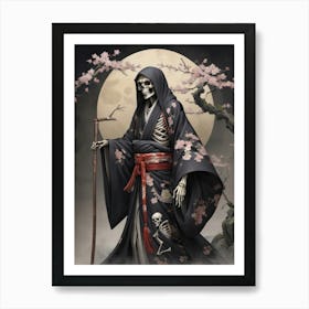 Skeleton In Kimono Art Print