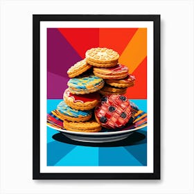 Pop Art Stacked Cookies On A Plate 2 Art Print