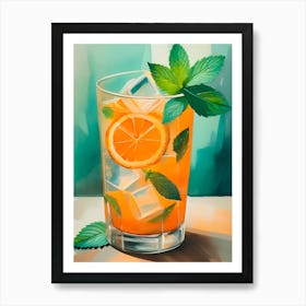 Vodka Cocktail With Mint And Orange Juice Art Print