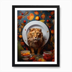 Lion In A Plate Art Print