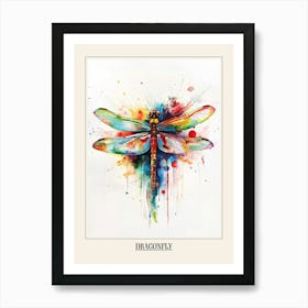 Dragonfly Colourful Watercolour 1 Poster Art Print