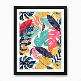 Tropical Leaves Seamless Pattern 28 Art Print