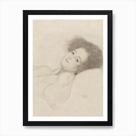 Portrait Of A Young Woman Reclining, Gustav Klimt Art Print