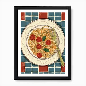 Spaghetti On A Tiled Background 2 Art Print