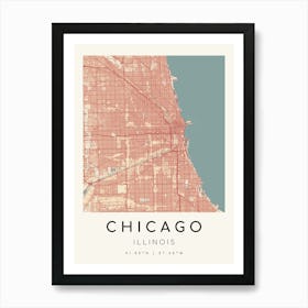 Chicago Map Print - Botticelli style Art Print