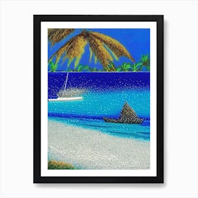 Cayman Islands Pointillism Style Tropical Destination Art Print