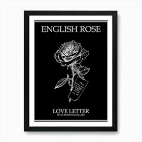 English Rose Love Letter Line Drawing 4 Poster Inverted Art Print