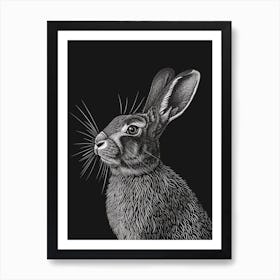 Flemish Giant Blockprint Rabbit Illustration 3 Art Print