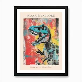 T Rex Dinosaur Chalk Style 2 Poster Art Print