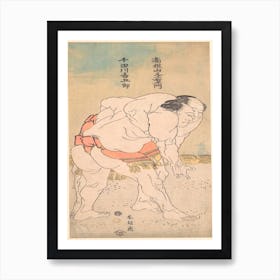 The Sumo Wrestlers, Katsushika Hokusai Art Print