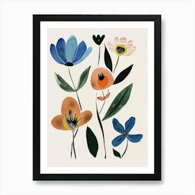 Painted Florals Flax Flower 1 Art Print