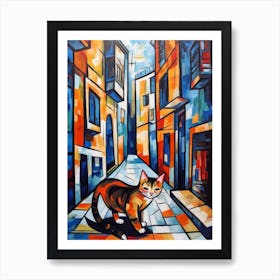 Painting Of Buenos Aires With A Cat In The Style Of Cubism, Picasso Style 1 Art Print