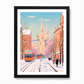 Retro Winter Illustration Vienna Austria 1 Art Print