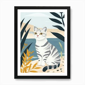 American Shorthair Cat Storybook Illustration 2 Art Print