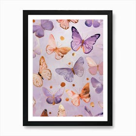 Butterflies In Purple And Gold Art Print