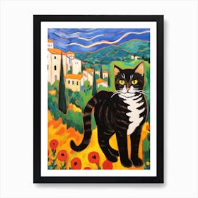 Painting Of A Cat In Pienza Italy 1 Art Print