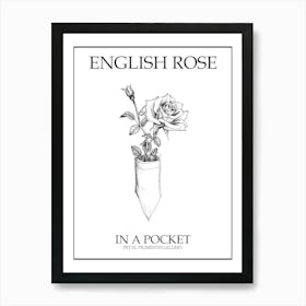 English Rose In A Pocket Line Drawing 4 Poster Art Print