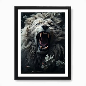 White lion wild roar Art Print