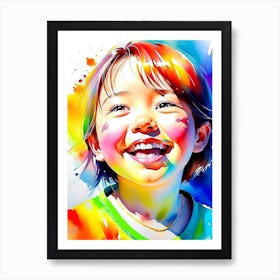 watercolor portrait of a joyful child 1 Póster