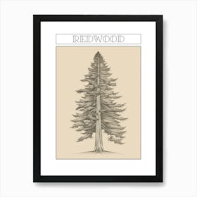 Redwood Tree Minimalistic Drawing 1 Poster Art Print