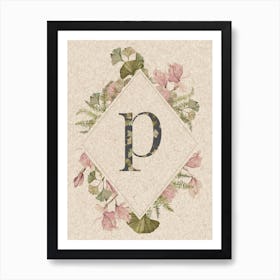 Floral Monogram P Art Print