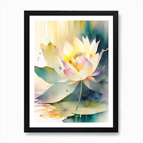 American Lotus Storybook Watercolour 2 Art Print