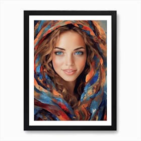 Portrait Of A Beautiful Woman High Quality Art Print