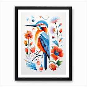 Scandinavian Bird Illustration Kingfisher 2 Art Print