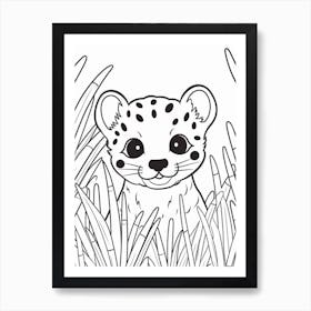 Line Art Jungle Animal Ocelot 2 Art Print